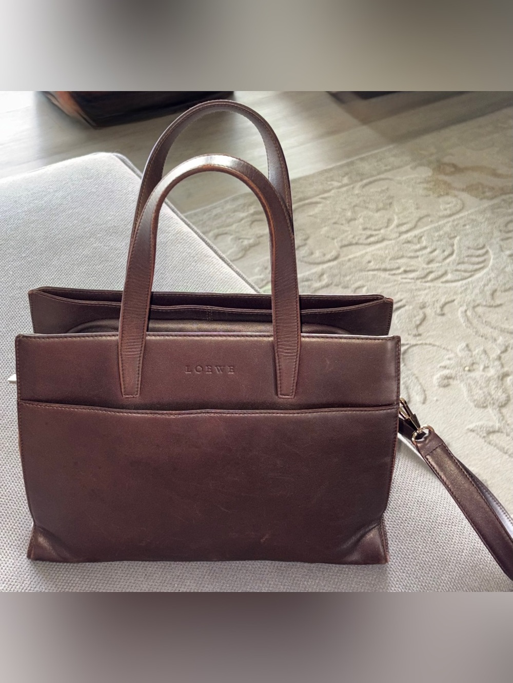Loewe Brown Leather Two-Way Top-Handle Shoulder Bag
